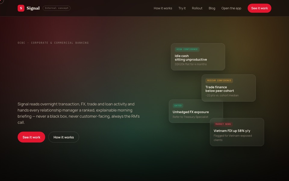 Signal — agentic banking briefing concept